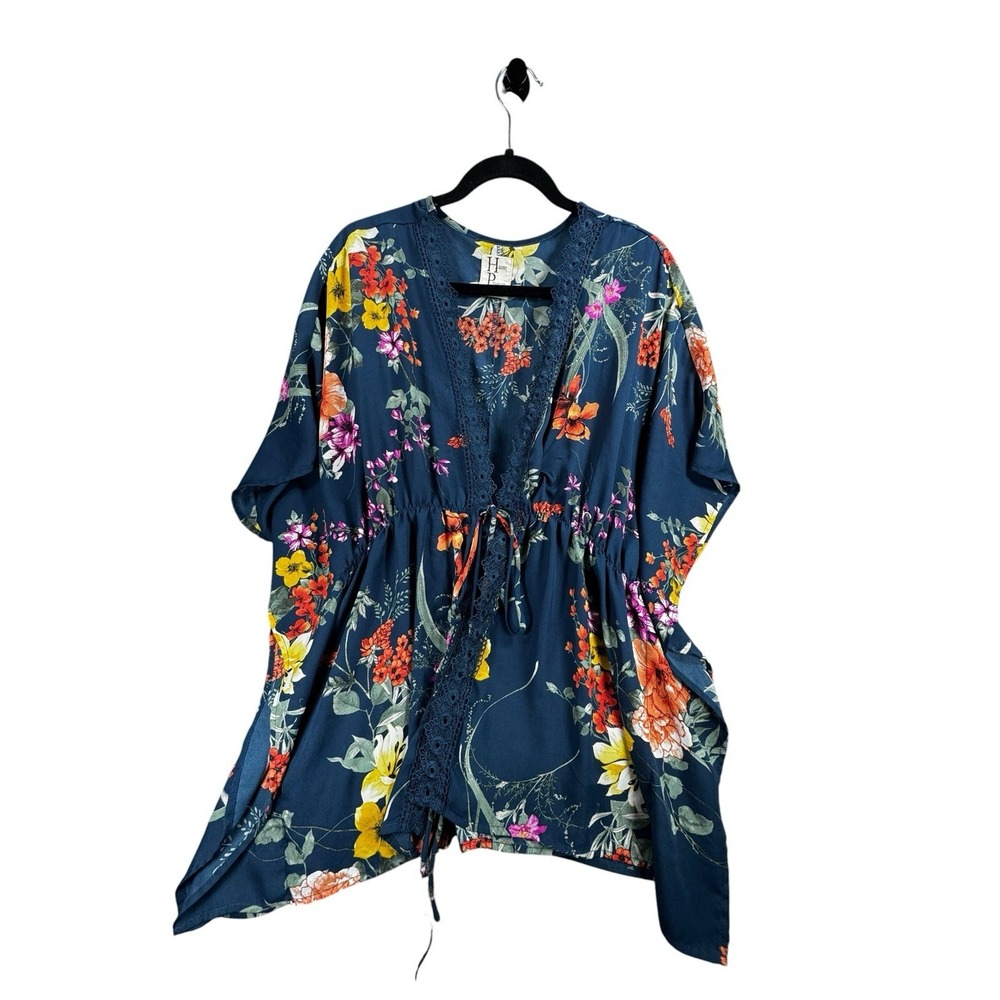 Haute Project Floral Kimono Cardigan Boho Tie Front Lightweight Duster Top